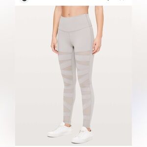 Lululemon Wunder Under high rise 28” Light Gray Leggings mesh workout